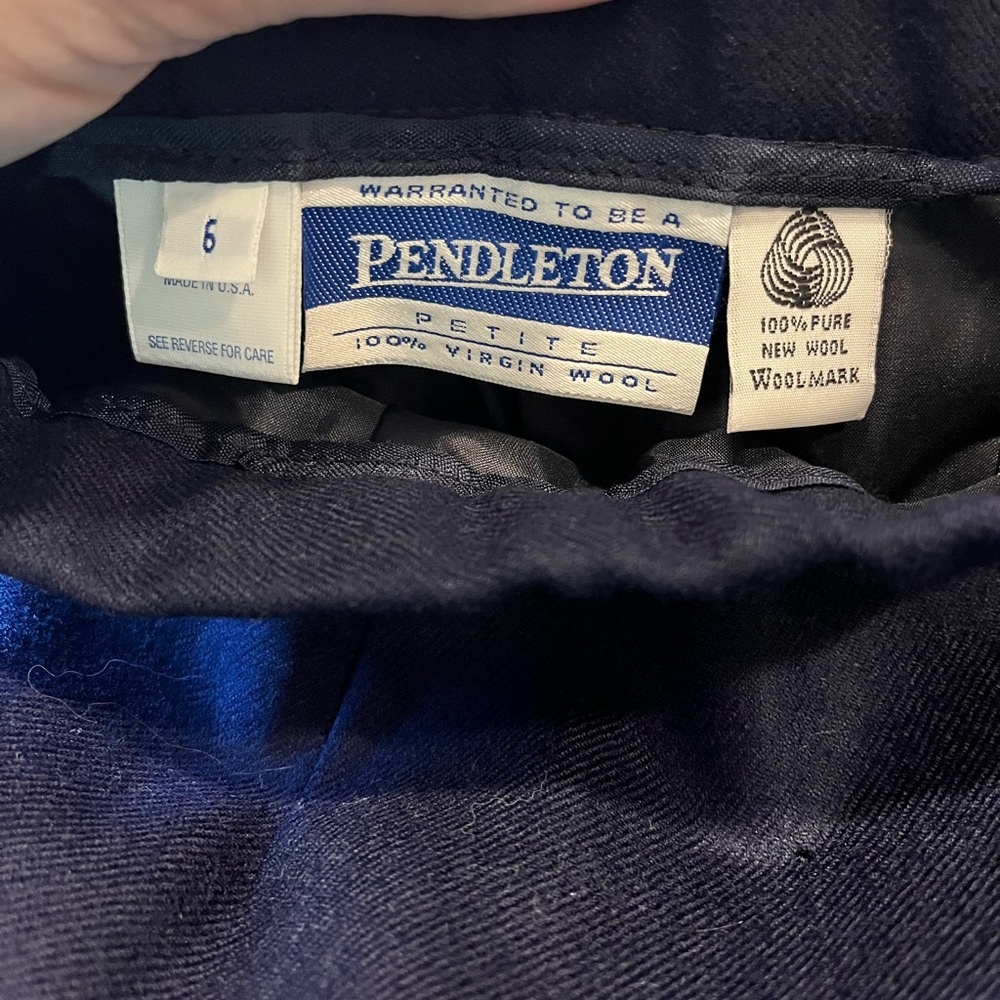 Vintage NWT Pendleton virgin wool navy blue pencil skirt women’s size 6 petite - Picture 4 of 8
